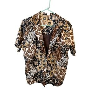 Vintage Briggs Women's Button up Shirt Large USA Brown Layered Grunge Rave